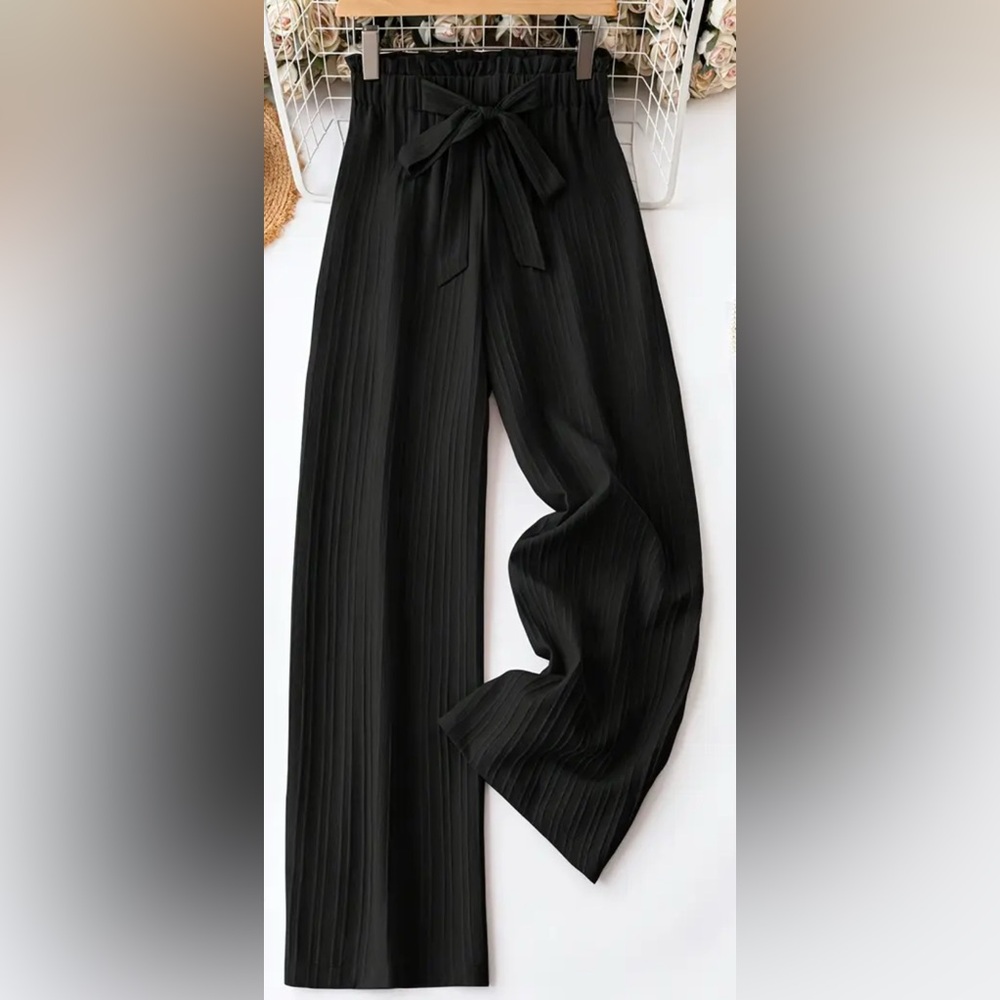 SO CHIC BOUTIQUE BLACK WIDE-LEG LIGHTWEIGHT PANTS!